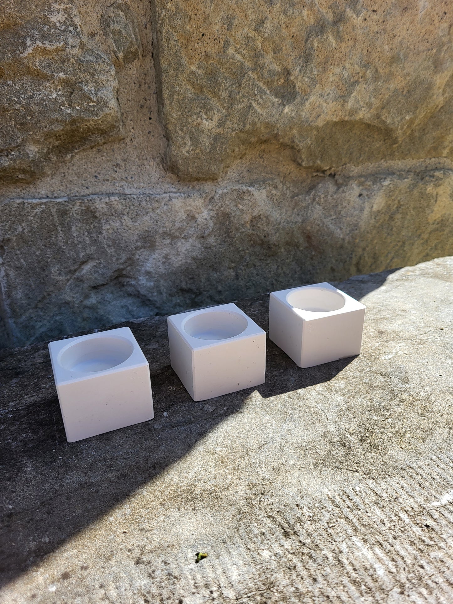 Square trio tea light holder